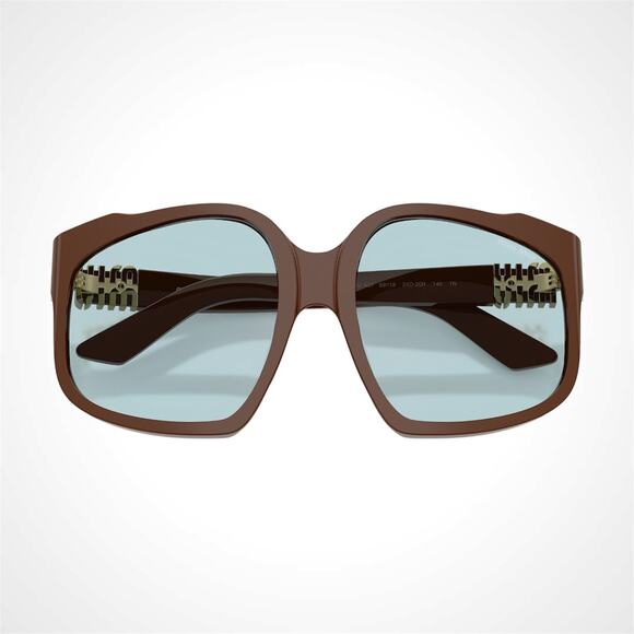 MIU MIU Women\'s Sunglasses Brown 59mm Blue Lens Oversized Acetate Womens Gold